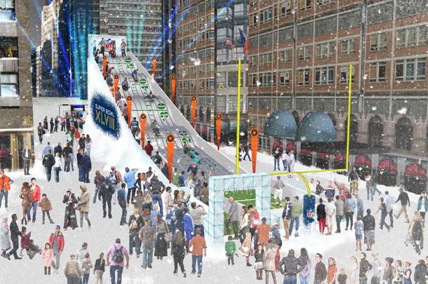 The Super Bowl toboggan planned for Times Square